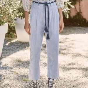 THE GREAT The Statesman Trousers 27 Blue  Rope Belt Preppy Coastal Nautical